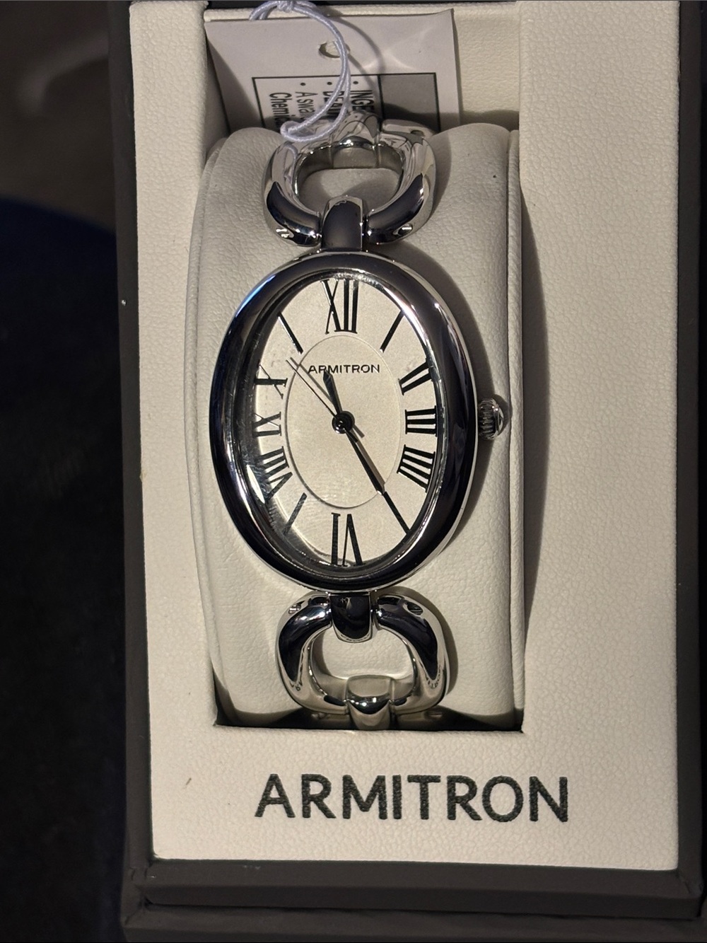 Armitron Silver Oval Roman Numeral Link Bracelet Watch
